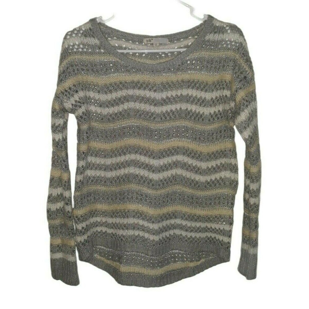 Jolt Women's Sweater Size S Striped Metallic Silver Thread Loose Weave